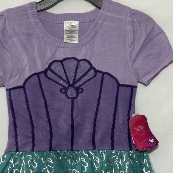 Disney Princess Ariel Little Mermaid Dress Girls 6-6X Pastel Lilac Costume NWT - Picture 2 of 9